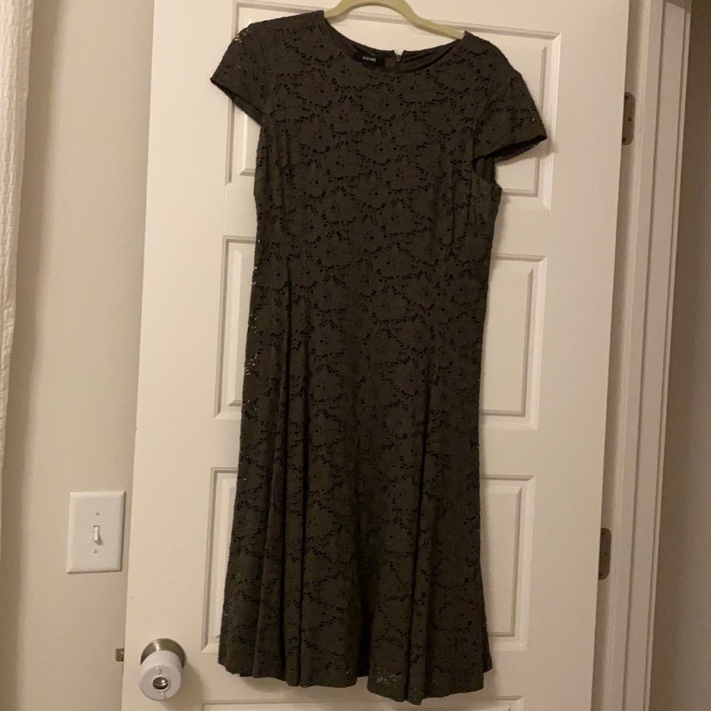 Alfani olive green lace dress